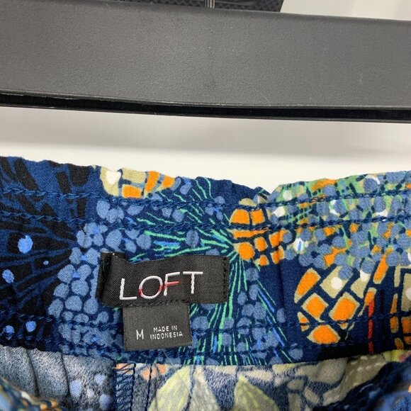 LOFT Pants Blue Floral Print Wide Leg Pull On Pockets - Picture 4 of 9